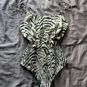 Zebra Print Rouched Body Suit